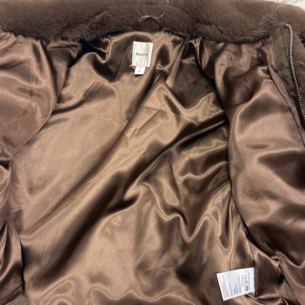 NWT Anthropologie Maeve Cropped Faux-Fur Coat Size M Brown Jacket NEW - Picture 10 of 11